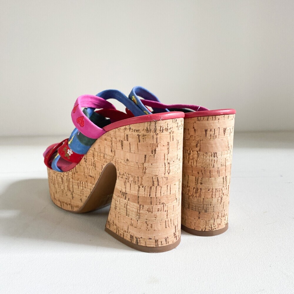 Free People Lisbon Platform Mules Strappy Colourful Suede 39 - Picture 9 of 11